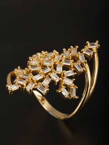 GODKI Luxury Women Wedding Dubai Gold Plated Copper Zircon White Ring