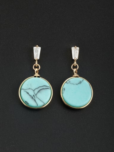 Gold Plated Round Turquoise White Drop drop Earring
