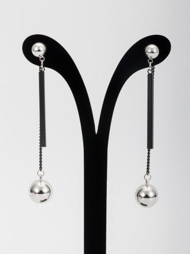 Platinum Plated Round Beads Drop drop Earring