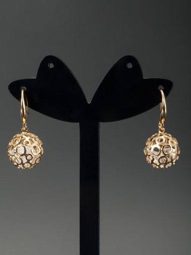 White Round Drop drop Earring with Gold Plated Zircon