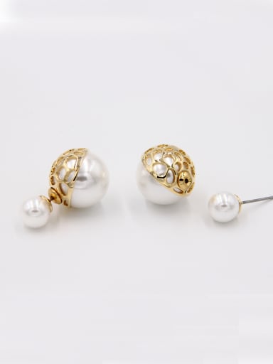 Gold Plated Round Pearl White Studs stud Earring
