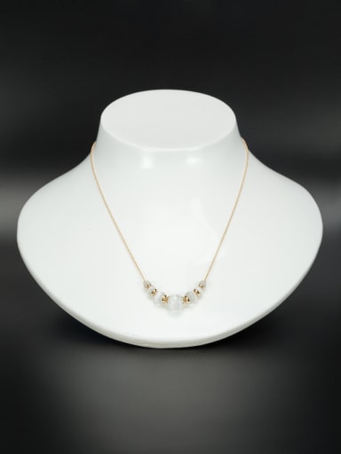 Gold Plated Charm Beads White Necklace