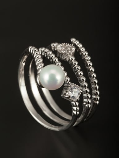 GODKI Luxury Women Wedding Dubai A Platinum Plated Copper Stylish Pearl Ring Of Round
