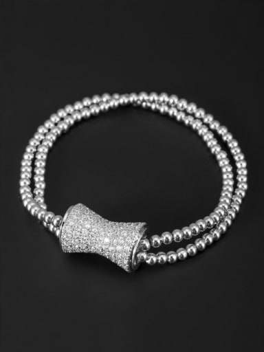 Charm style with Silver-Plated  White Zircon Bracelet