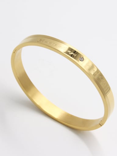 Gold  Youself ! Stainless steel Zircon  Bangle   63MMX55MM