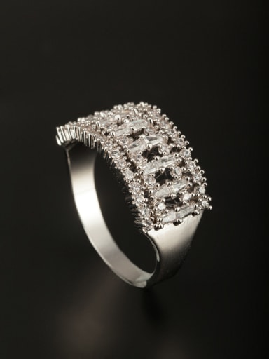 GODKI Luxury Women Wedding Dubai Model No 1000003011 White color Platinum Plated Copper Zircon Ring