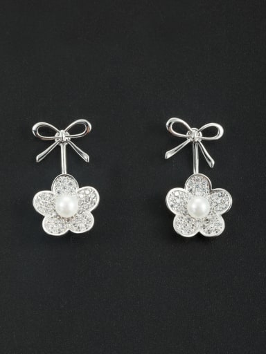 Model No NY37416P10AB Platinum Plated Butterfly Pearl White Drop drop Earring