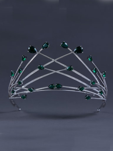 Custom Green Wedding Crown with Platinum Plated
