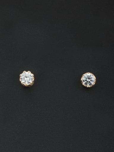 Model No LYE090742C New design Gold Plated Round Zircon Studs stud Earring in White color