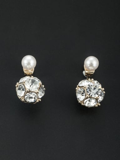 Custom White Round Studs stud Earring with Gold Plated