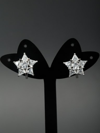 White Star Youself ! Platinum Plated Zircon Studs stud Earring