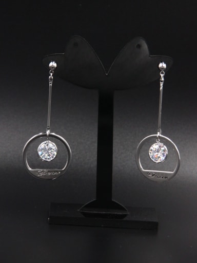 The new Platinum Plated Zircon Monogrammed Drop drop Earring with White