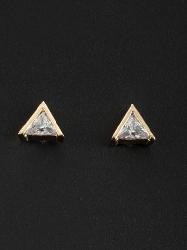 White Triangle Studs stud Earring with Gold Plated Zircon