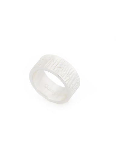 Silver-Plated Titanium Statement Band band ring