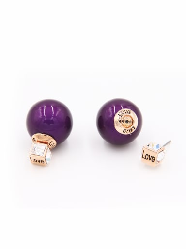 Mother's Initial Purple Studs stud Earring with Geometric Beads