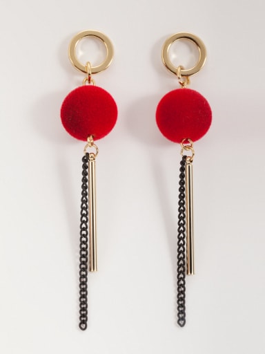 Round Gold Plated Copper Red Drop drop Earring
