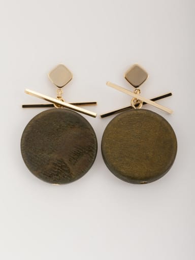 Round style with Gold Plated Wood Drop drop Earring