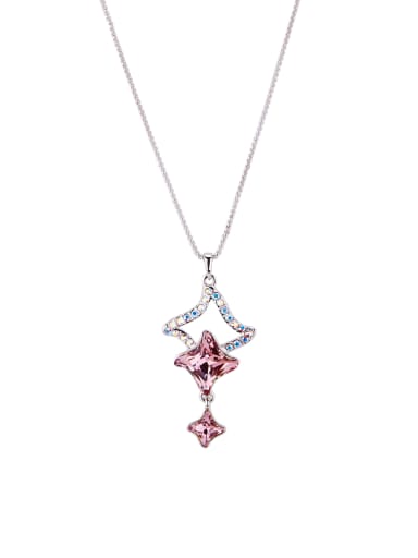 Star Zinc Alloy austrian Crystals Pink Necklac