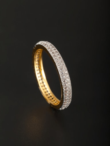 Gold Plated Copper Zircon White Ring  6#-9#