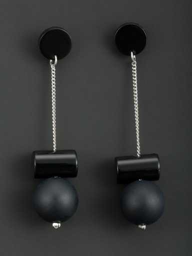Custom Black Round Drop drop Earring with Platinum Plated