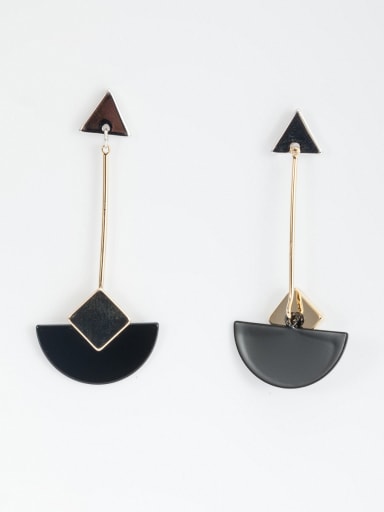 Gold Plated Copper Square Black Acrylic Beautiful Drop drop Earring