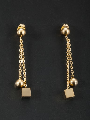Model No A000149E-001 Stainless steel Round Gold Drop threader Earring