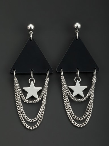 Platinum Plated Star Black Acrylic Beautiful Drop drop Earring
