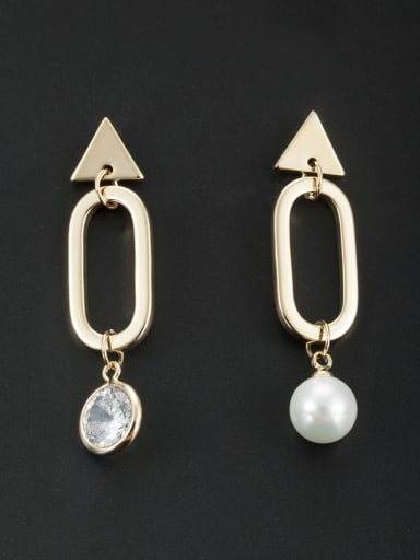 White Round Youself ! Gold Plated Pearl Drop drop Earring