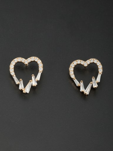 Custom White Heart Studs stud Earring with Gold Plated