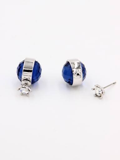 Round Platinum Plated austrian Crystals Navy Studs stud Earring