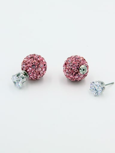 Custom Pink Round Studs stud Earring with Copper