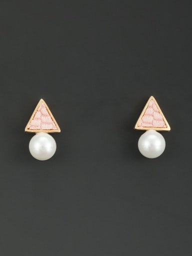 White Round Studs stud Earring with Gold Plated Pearl