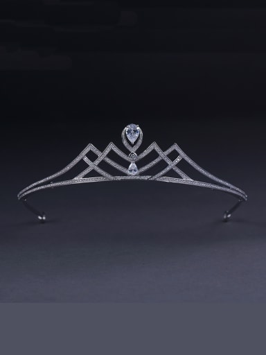 Model No TR15034 Platinum Plated Stylish Zircon Wedding Crown