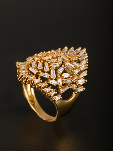 GODKI Luxury Women Wedding Dubai Model No 1000002986 Gold Plated Copper Zircon White Ring