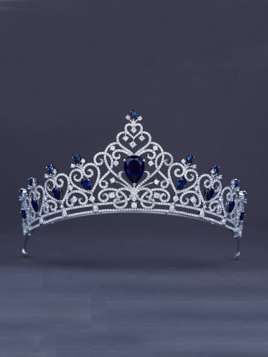 The new Platinum Plated Zircon Heart Wedding Crown with Navy