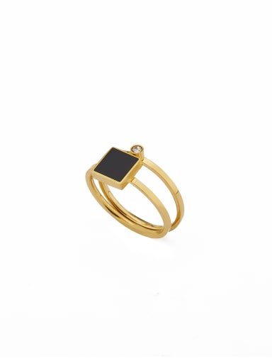 Geometric Gold Plated Stainless steel Enamel Gold Band band ring