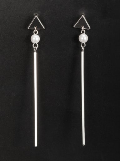 Blacksmith Made Platinum Plated Copper Pearl Round Drop drop Earring