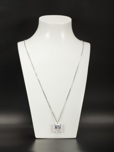 A Platinum Plated Copper Stylish Zircon Necklace Of Square