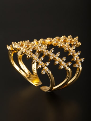 GODKI Luxury Women Wedding Dubai Model No 1000003007 White Ring with Gold Plated Copper Zircon