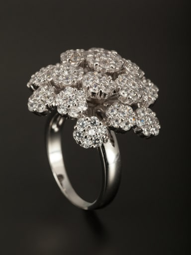 GODKI Luxury Women Wedding Dubai Model No SP606871R-001 A Platinum Plated Copper Stylish Zircon Ring Of Flower