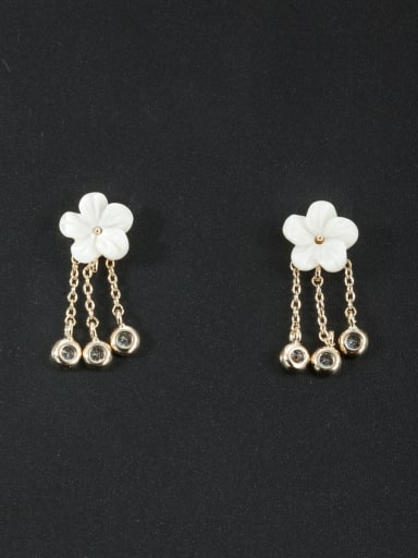 White color Gold Plated Flower Acrylic Drop drop Earring