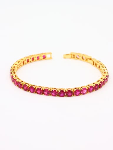 New design Gold Plated Copper Zircon bangle in Fuchsia color