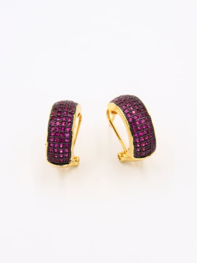 Fuchsia Studs stud Earring with Gold Plated Copper Zircon