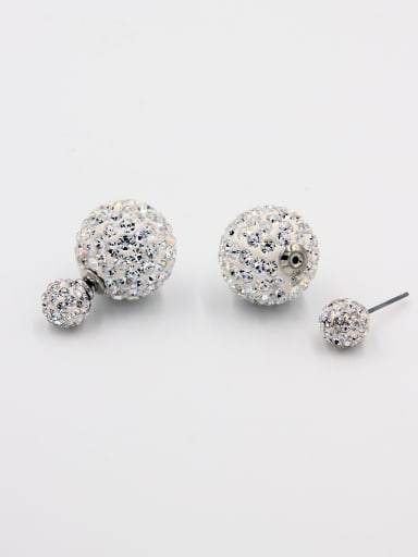New design Copper Round austrian Crystals Studs stud Earring in White color