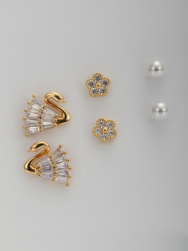Animal Motif Gold Plated White Zircon Combined Studs stud Earring