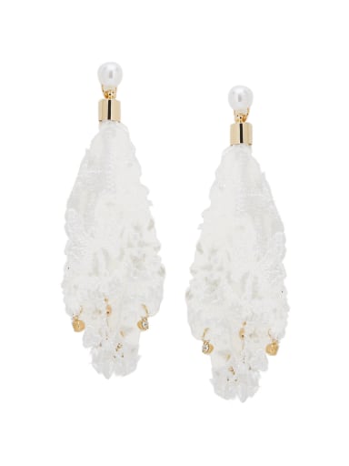 White color Nylon Flower Pearl Drop drop Earring