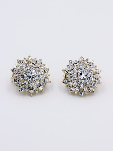 New design Gold Plated Flower Rhinestone Studs stud Earring in White color