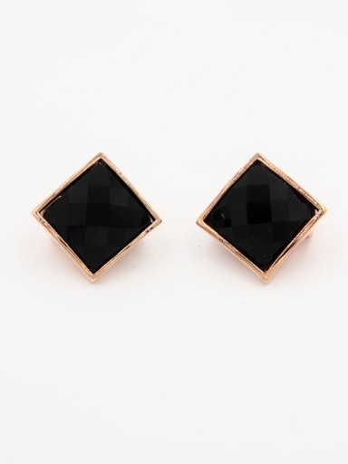 Rose Plated Square Black Lucite Beautiful Studs stud Earring