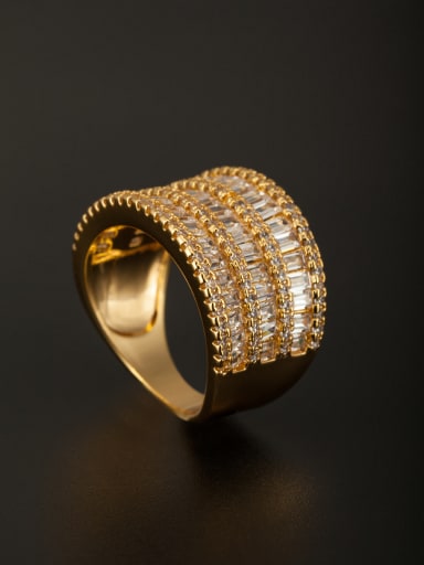 GODKI Luxury Women Wedding Dubai Model No 1000002954 New design Gold Plated Copper Zircon Ring in White color