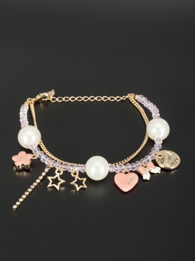 New design Gold Plated Butterfly Beads Bracelet in White color